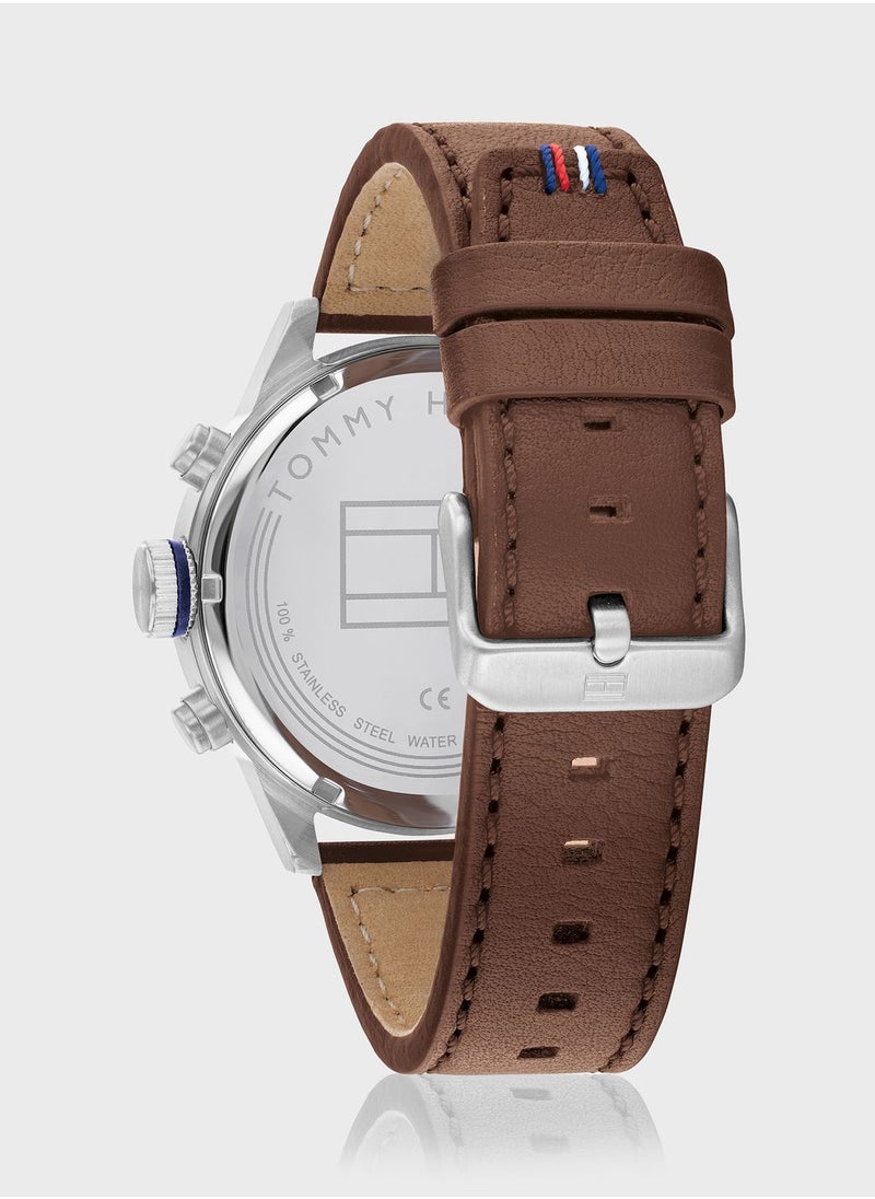 TOMMY HILFIGER - Leather Strap Analog Watch - Image 1