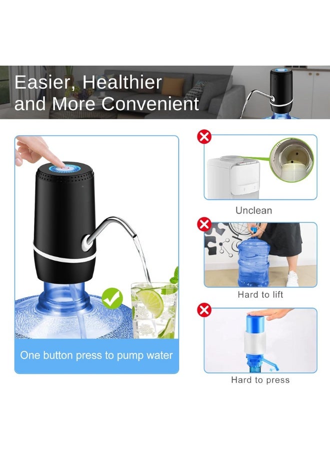 5-Gallon Water Pump, USB Charging Automatic Electric Water Dispenser with Rechargeable Battery, Portable Water Jug Pump for Home, Kitchen, Office, Living Room, Camping, Travel, Universal for 3-5 Gallon Bottles, Easy One-Button Operation - Image 4