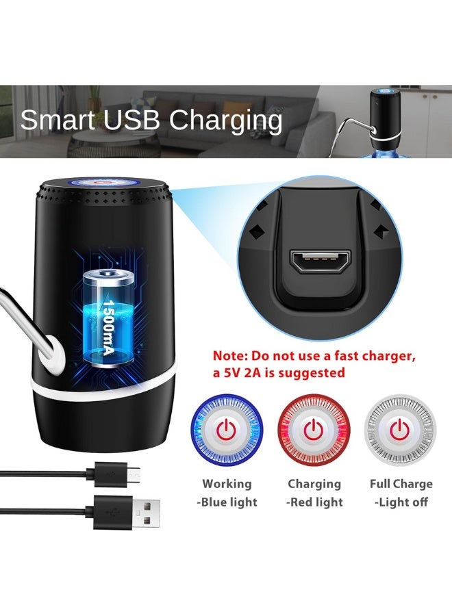 5-Gallon Water Pump, USB Charging Automatic Electric Water Dispenser with Rechargeable Battery, Portable Water Jug Pump for Home, Kitchen, Office, Living Room, Camping, Travel, Universal for 3-5 Gallon Bottles, Easy One-Button Operation - Image 5