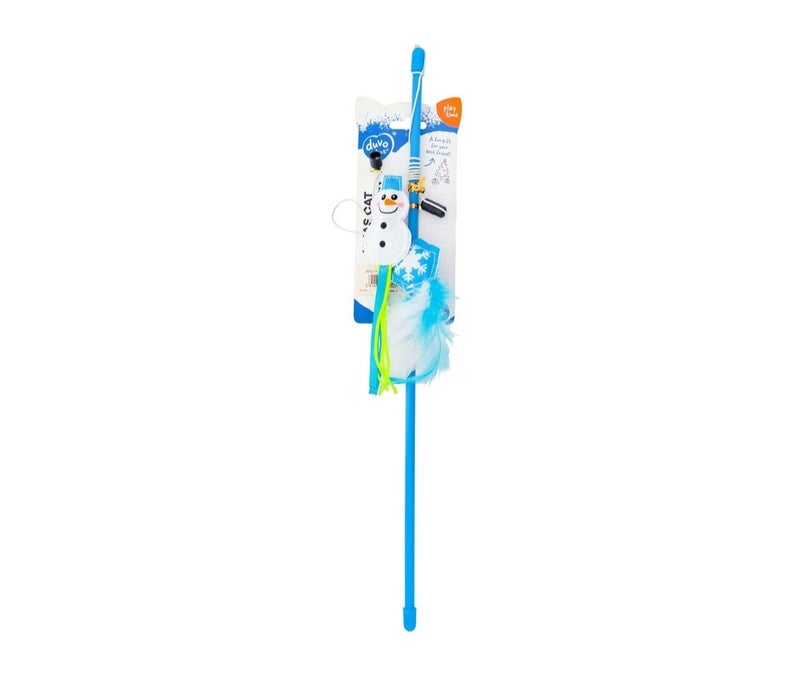 Duvo Plus Blue & White Snowman Wand Cat Teaser Toy , 1 pcs