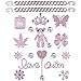 CUNUEN Bling Chain Decoration Charms Luxury Rhinestone Cute Diamond Bear Love Flower Butterfly Crown Designer Jewelry Accessories for Women Girls Adults Gifts Pink - Image 3