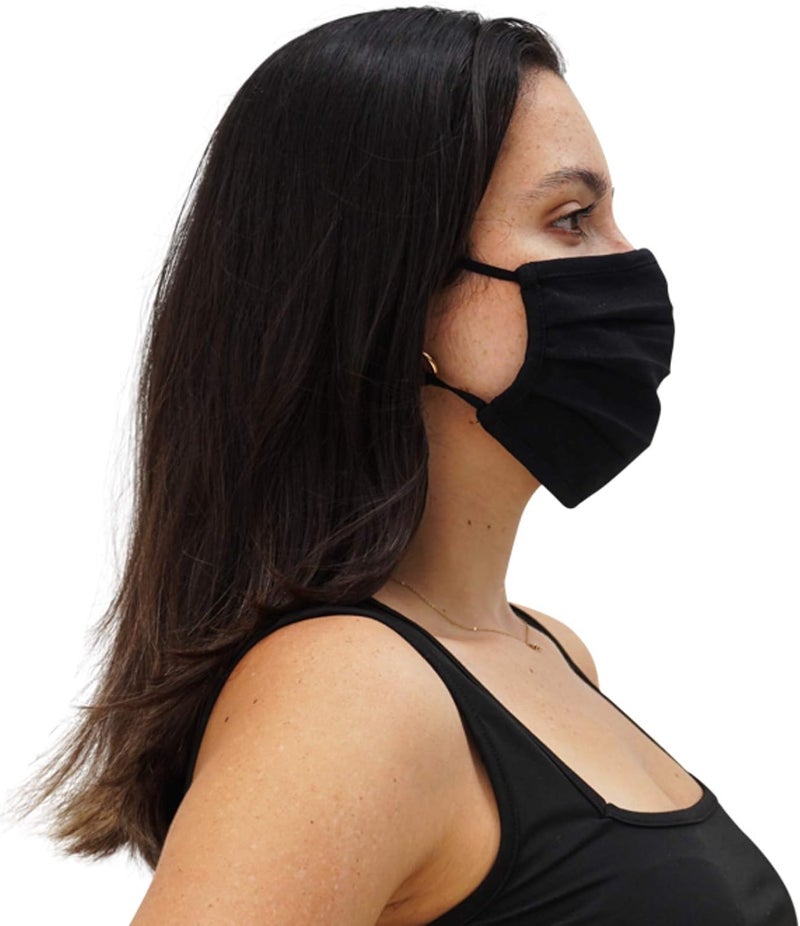 Simlu Unisex Reusable Fabric Face Mask, 2 Layer, Washable, Black Face Mask - Image 2