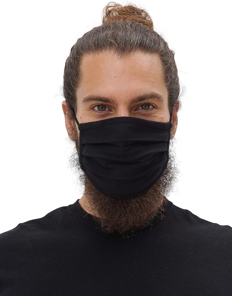 Simlu Unisex Reusable Fabric Face Mask, 2 Layer, Washable, Black Face Mask - Image 4