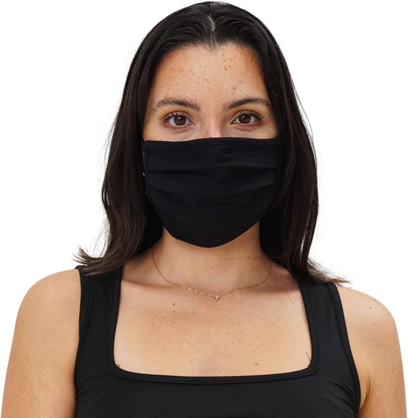 Simlu Unisex Reusable Fabric Face Mask, 2 Layer, Washable, Black Face Mask - Image 3
