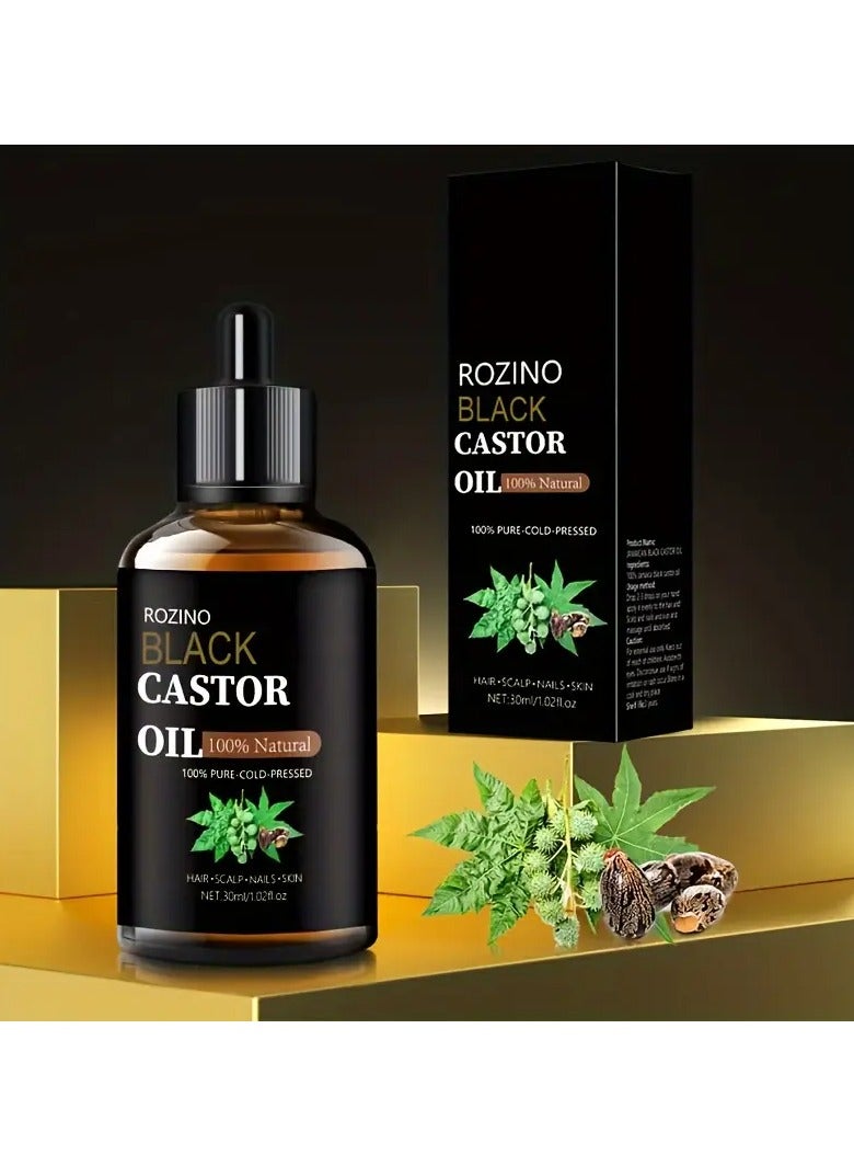ROZINO Black Castor Oil Serum Deep Moisturizing  Nourishing Face Hair Skin Care Professional Grade Castor Oil Essence - Image 5