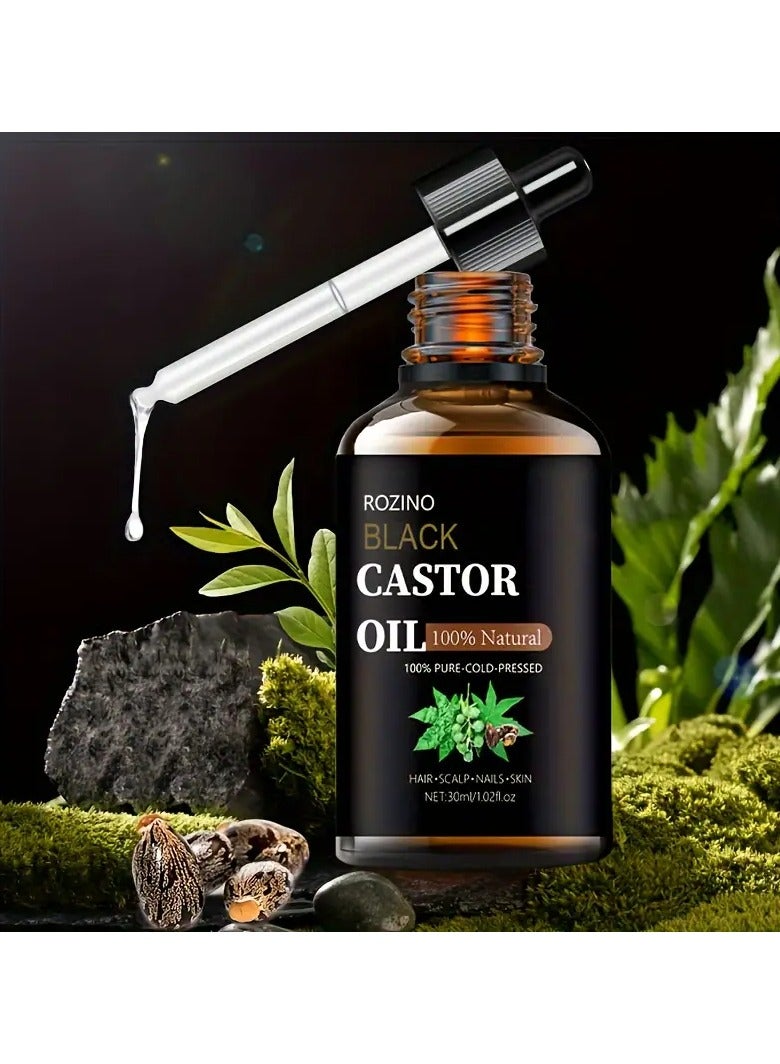ROZINO Black Castor Oil Serum Deep Moisturizing  Nourishing Face Hair Skin Care Professional Grade Castor Oil Essence - Image 3