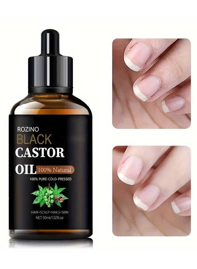 ROZINO Black Castor Oil Serum Deep Moisturizing  Nourishing Face Hair Skin Care Professional Grade Castor Oil Essence - Image 2