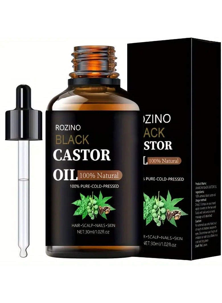 ROZINO Black Castor Oil Serum Deep Moisturizing  Nourishing Face Hair Skin Care Professional Grade Castor Oil Essence - Image 1
