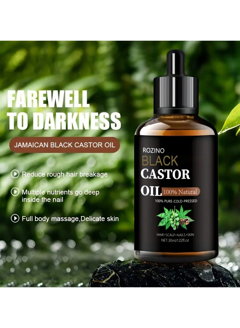 ROZINO Black Castor Oil Serum Deep Moisturizing  Nourishing Face Hair Skin Care Professional Grade Castor Oil Essence - Image 4