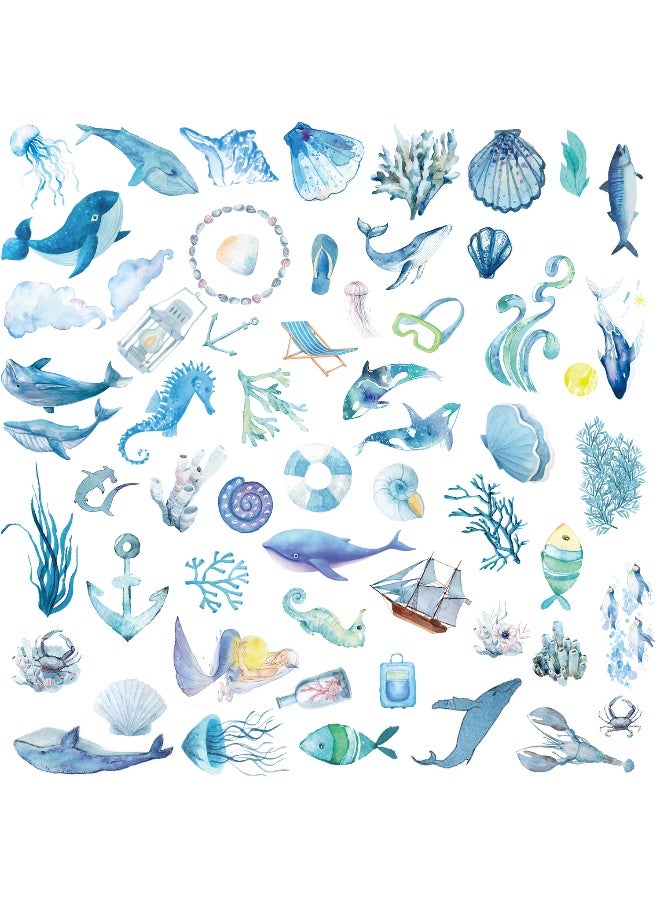 50Pcs Ocean Animals Stickers Cute Sea Decal for Teens Girls Boys Kids Waterproof Vinyl Stickers for Laptop Tablet Phone Water Bottle Bike Luggage Cup Computer Mug Animals Decals Pack - Image 2