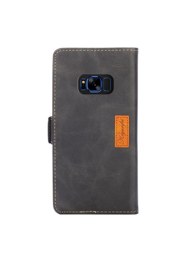 S-TOP Case For Samsung Galaxy S8+ Retro Texture Contrast Color Side Buckle Horizontal Flip Leather Case with Holder & Card Slots & Wallet - Image 3