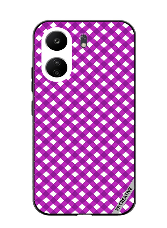 VR CREATIVE Protective Case Cover For Xiaomi Redmi 13C Seamless Plaid Purple Design Multicolour - Image 1