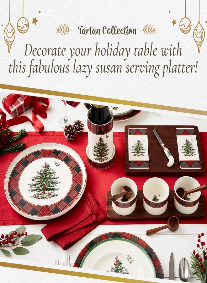 Spode Christmas Tree Lazy Susan - Tartan Plaid, Non Skid 360 Degree Rotation, Holiday Space Saver for Kitchen, Cabinet, Pantry, Rotating Spice Rack Organization for Easy Access, Festive Entertaining - Image 5