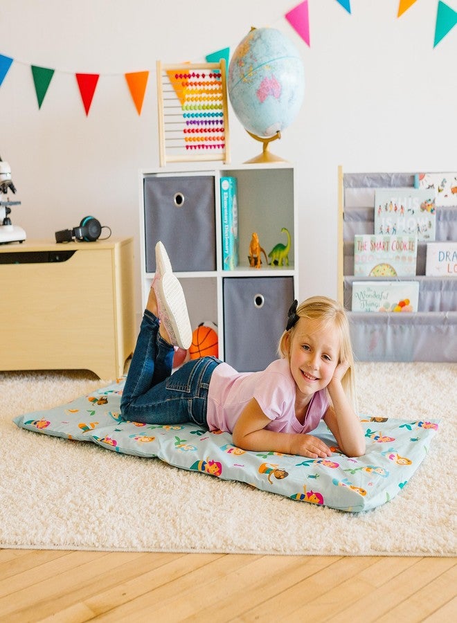 Wildkin Kids Cotton Nap Mat Cover - Soft, Sewn-in Flap, Durable & Fits 1.5" Vinyl Sleep Mats - Mermaids - Image 2
