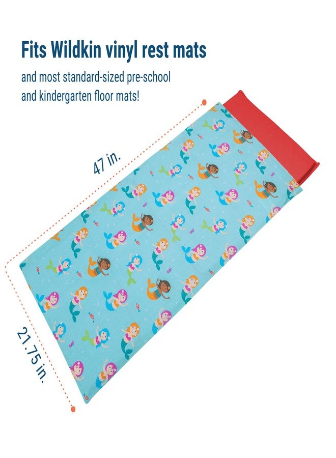 Wildkin Kids Cotton Nap Mat Cover - Soft, Sewn-in Flap, Durable & Fits 1.5" Vinyl Sleep Mats - Mermaids - Image 5