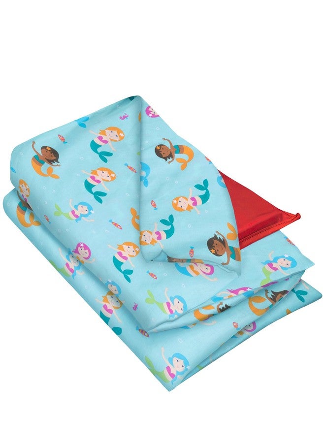 Wildkin Kids Cotton Nap Mat Cover - Soft, Sewn-in Flap, Durable & Fits 1.5" Vinyl Sleep Mats - Mermaids - Image 1