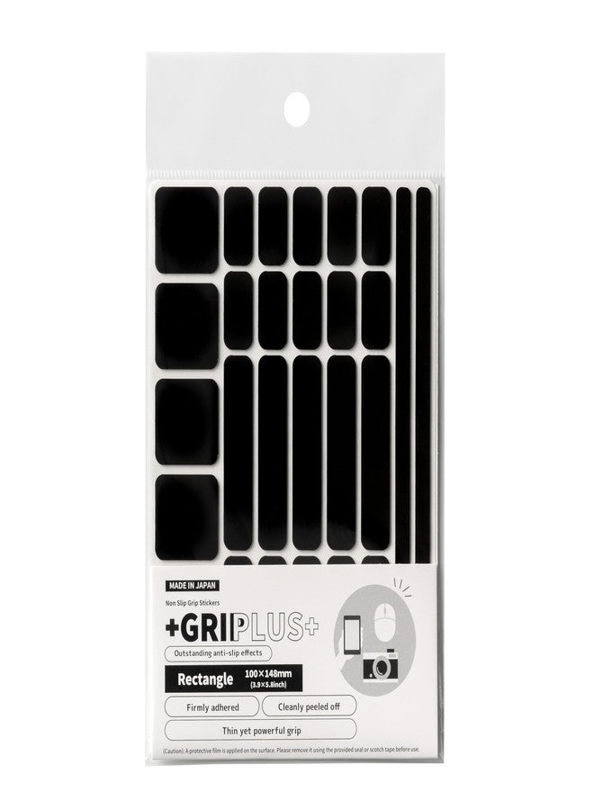 Griplus Non Slip Grip Stickers GRIPLUS Rectangle (Black, 100×148mm) - Reusable Adhesive Pad for Desk, Phone, Mouse, Office, Multi-Purpose - Image 1