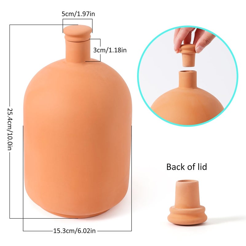 Lovely Ran Large 3.3L Terracotta Watering Pots Ollas Self Watering Planter Watering System 10inch-Simple Irrigation Peripheral Water System Indoor Outdoor Plant Watering Globes Large Reservoir Bulbs - Image 2