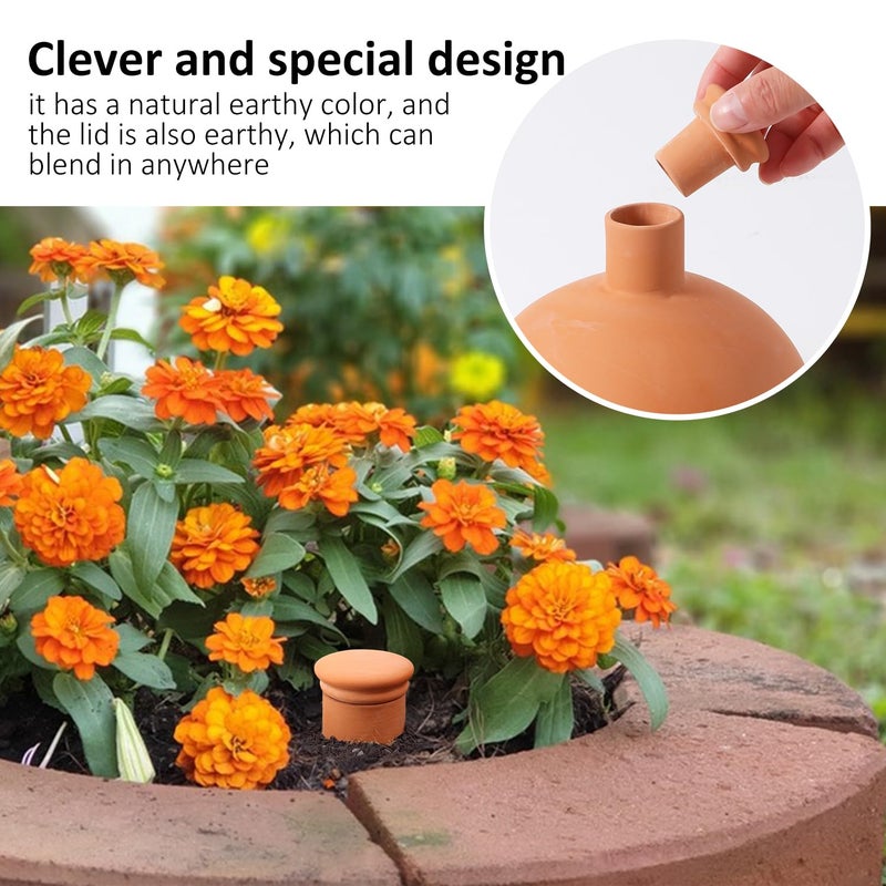 Lovely Ran Large 3.3L Terracotta Watering Pots Ollas Self Watering Planter Watering System 10inch-Simple Irrigation Peripheral Water System Indoor Outdoor Plant Watering Globes Large Reservoir Bulbs - Image 5