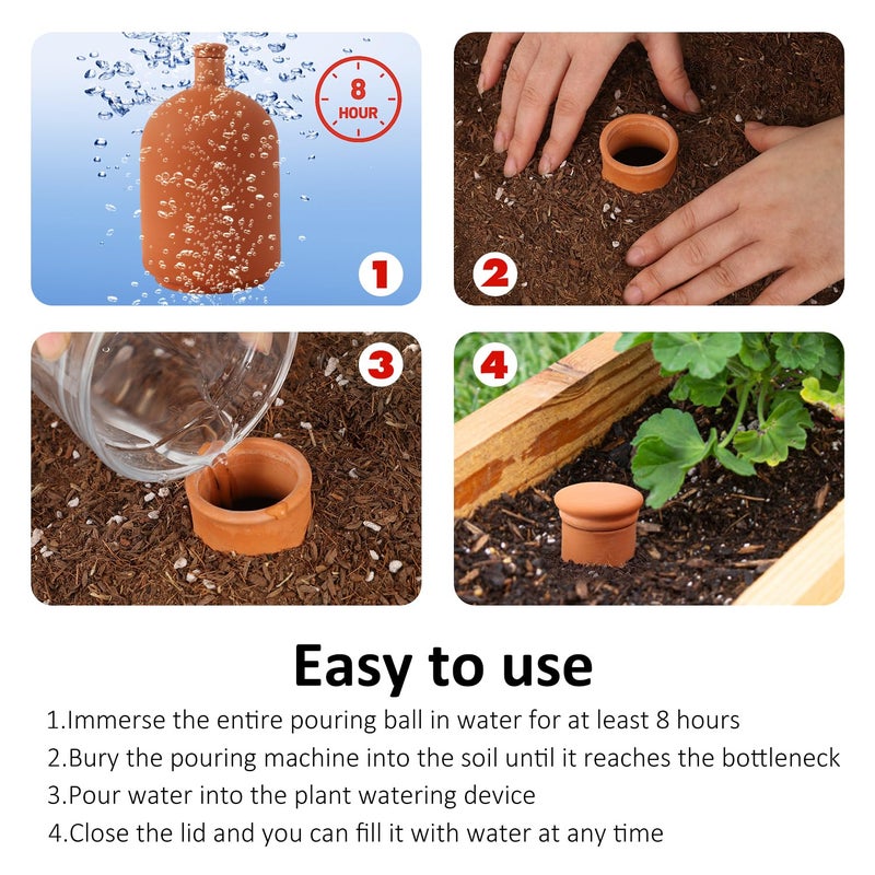Lovely Ran Large 3.3L Terracotta Watering Pots Ollas Self Watering Planter Watering System 10inch-Simple Irrigation Peripheral Water System Indoor Outdoor Plant Watering Globes Large Reservoir Bulbs - Image 4