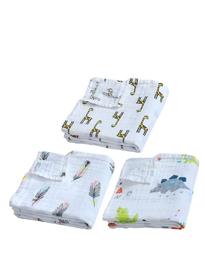 3pcs Baby Swaddle Blanket Soft Breathable Baby Burp Cloth Muslin Baby Blankets for New Born Baby 110*120cm - Image 1
