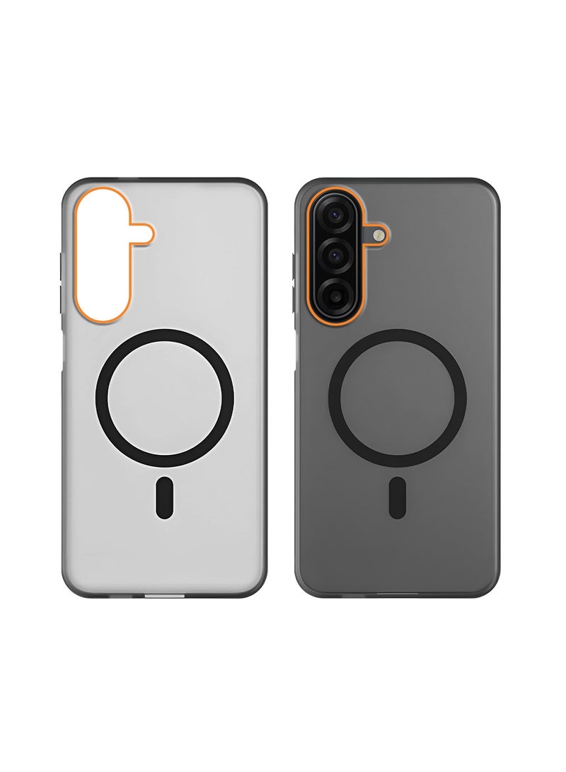 دبليو تيك غطاء حماية أنيق بحواف مرتفعة لكاميرا سامسونج جالاكسي A17 5G 2025 هجين شفاف مع شحن مغناطيسي ميغسيف (MCMPMN) - أسود - Image 2