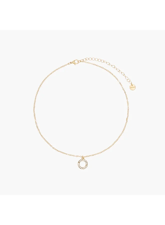 لايف ستايل Set of 2 - Gold Tone Embellished Pendant Necklace and Earrings