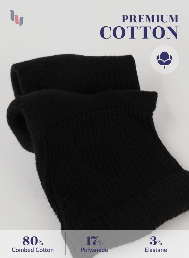 Hugh Ugoli Women's Cotton Diabetic Ankle Socks, Wide, Loose & Stretchy, Seamless Toe & Non Binding Top, Semi Cushion, 3 Pairs, Black, Shoe Size: 6-9 - Image 3