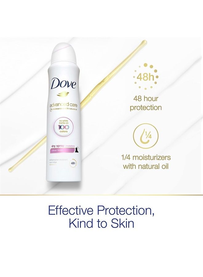 Dove رذاذ مضاد للتعرق غير المرئي للعناية المتقدمة بدون علامات بيضاء على 100 لون بلمسة نهائية واضحة حماية من العرق والرائحة لمدة 48 ساعة للنساء 3.8 أونصة - Image 3