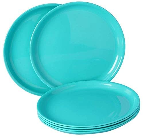 Coolkart Microwave Safe Unbreakable Round Dinner Set Big Plates Set Pack of 6 Dinner Plates Sea Green - Image 2