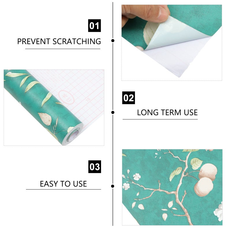 2 Rolls Chinese Style Green Wallpaper Self-adhesive Wallpaper Bedroom Wallpaper - Image 3