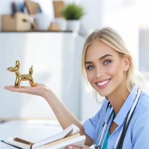Notakia Cute Ceramics Balloon Dog Statue Crafts Living Room Desktop Decorations,Handmade Modern Small Ceramic Animal Statue Ornament Home Decor Accents - Image 2