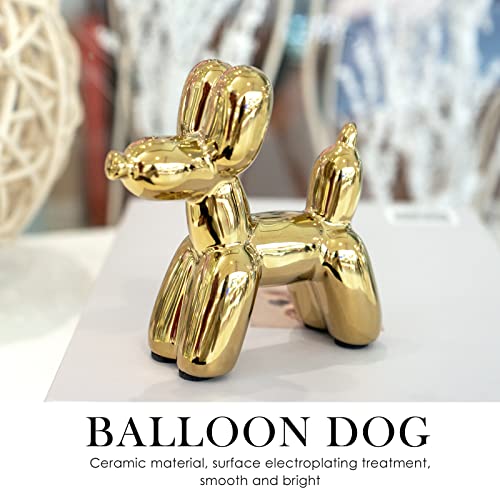 Notakia Cute Ceramics Balloon Dog Statue Crafts Living Room Desktop Decorations,Handmade Modern Small Ceramic Animal Statue Ornament Home Decor Accents - Image 4