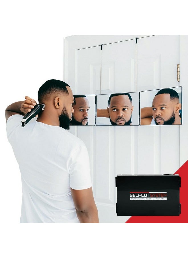 SELF-CUT SYSTEM Travel Version - Three Way Mirror For Self Hair Cutting With Height Adjustable Telescoping Hooks And Free Educational Mobile App  - Image 1