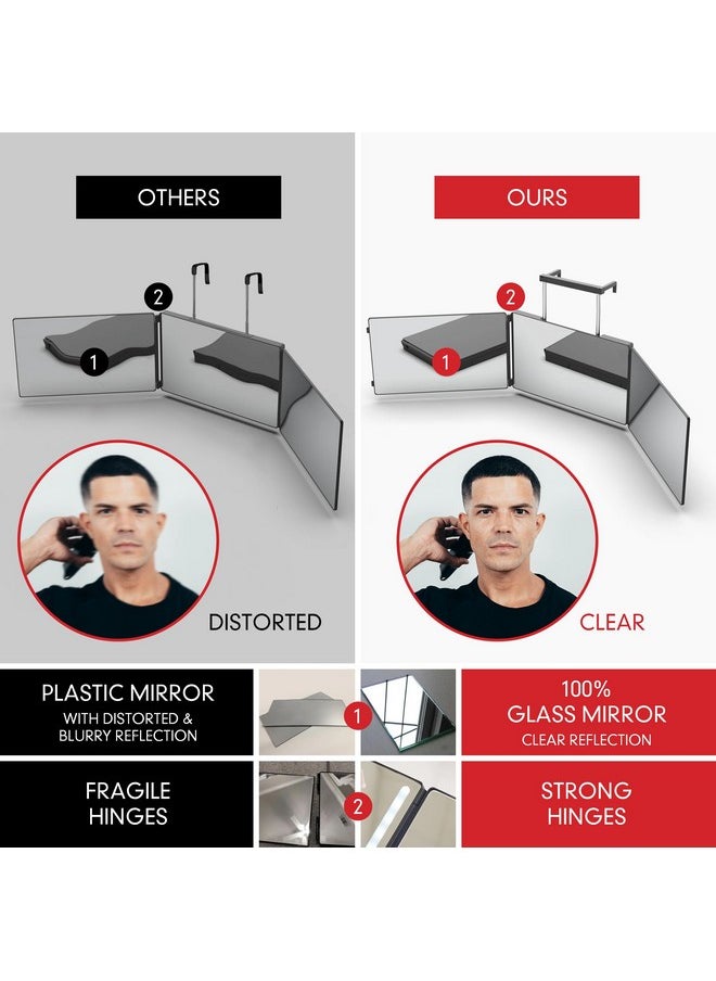 SELF-CUT SYSTEM Travel Version - Three Way Mirror For Self Hair Cutting With Height Adjustable Telescoping Hooks And Free Educational Mobile App  - Image 2