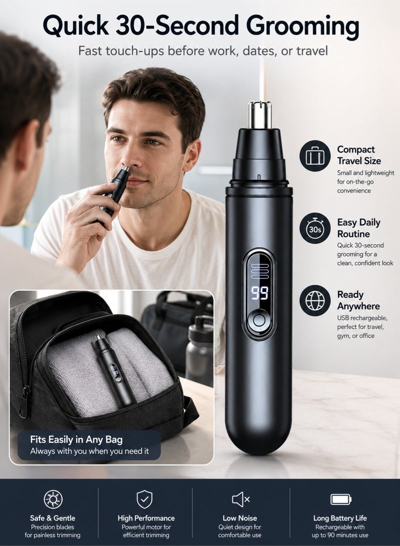 PEI  AN Electric Nose Hair Trimmer with USB Rechargeable, Ear Hair Trimmer for Unisex, Painless Nose Ear Hair Remover with LED Display - Image 2