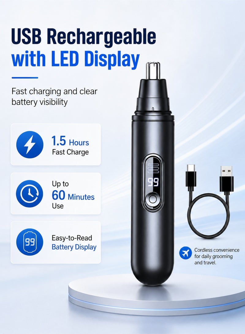 PEI  AN Electric Nose Hair Trimmer with USB Rechargeable, Ear Hair Trimmer for Unisex, Painless Nose Ear Hair Remover with LED Display - Image 3