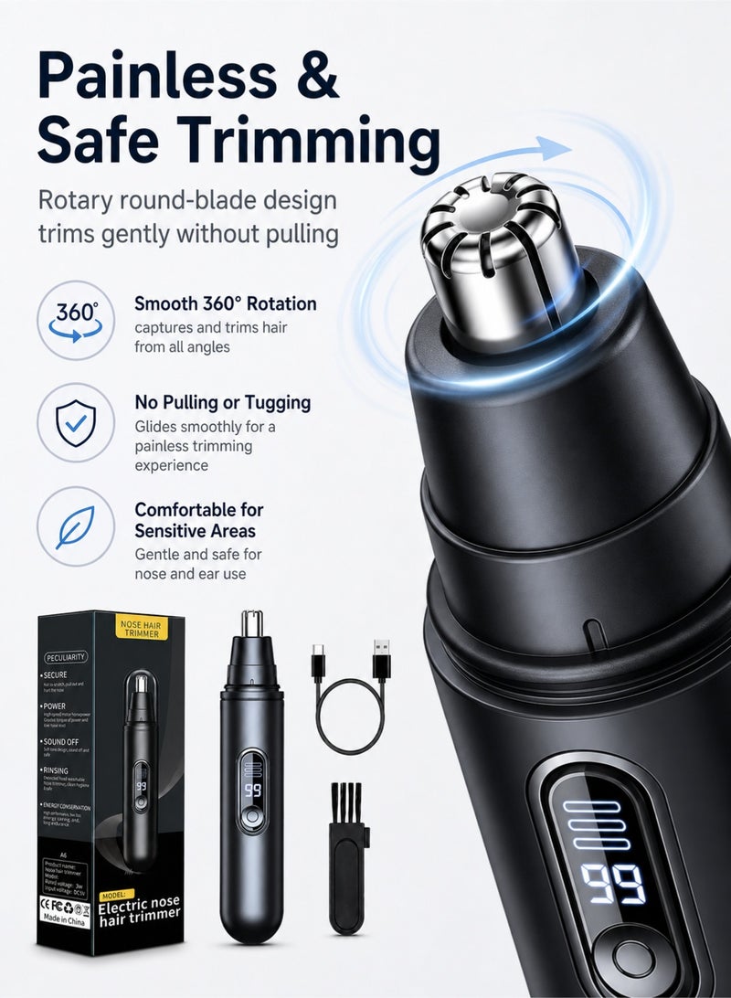 PEI  AN Electric Nose Hair Trimmer with USB Rechargeable, Ear Hair Trimmer for Unisex, Painless Nose Ear Hair Remover with LED Display - Image 4