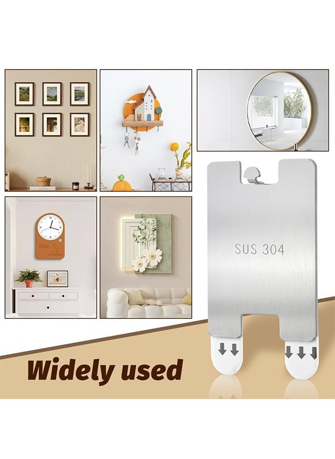 Sweet Life 4Pcs Metal Picture Frame Hangers Damage Free Hanging, Adhesive Sawtooth Picture Hanging Hooks Without Nails No Damage Picture Wall Hangers Art Hanger Hooks for Home Door Closet  - Image 2