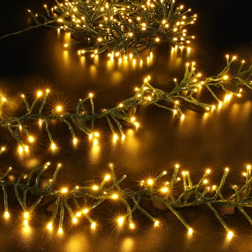NovaFloat 200 LED Christmas Cluster Lights, Christmas Firecrackers String Lights, Waterproof 8 Modes for Outdoor Indoor Xmas Tree Party Warm White - Image 1