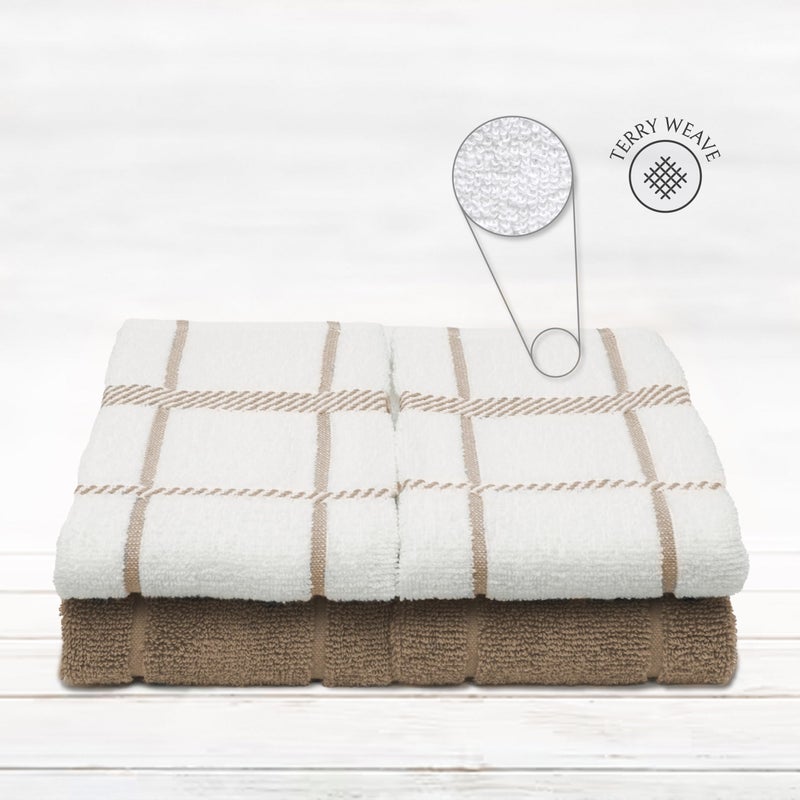 Mellow Buff 100% Cotton Terry Dish Towels, 4 pack16 x26 Inches, Super Soft and Absorbent Kitchen Towels, Perfect for Kitchen Cleaning and Dish Washing | Tan - Image 2