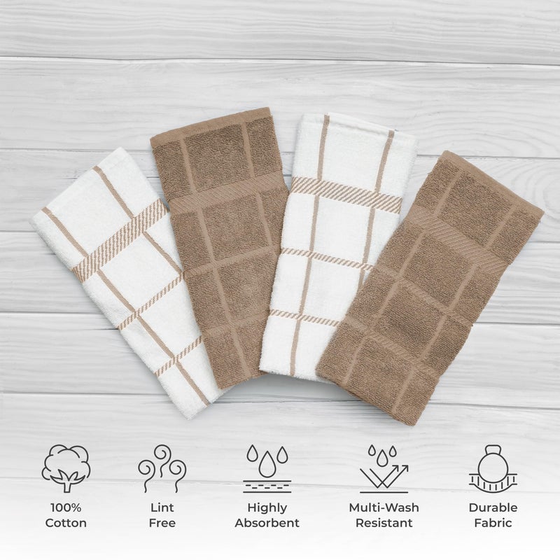 Mellow Buff 100% Cotton Terry Dish Towels, 4 pack16 x26 Inches, Super Soft and Absorbent Kitchen Towels, Perfect for Kitchen Cleaning and Dish Washing | Tan - Image 3
