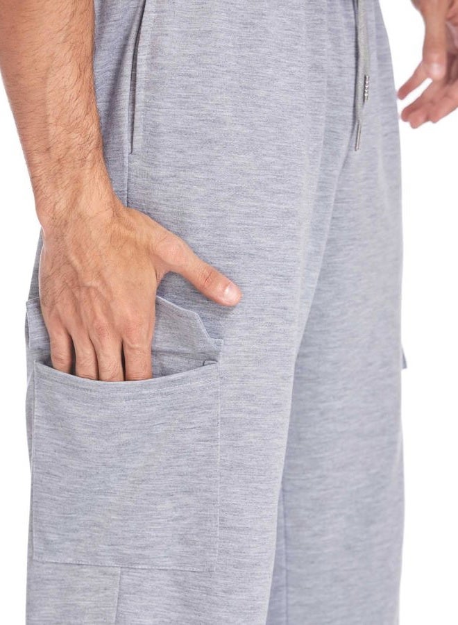 Deyeek Open Bottom Cargo Sweatpants for Men Wide Leg Jogging Joggers Pants with Pockets Baggy Mens Sweat Pants Gym Workout Grey - Image 5