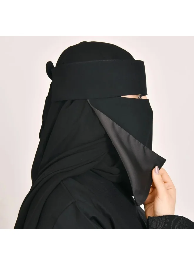 lamha abaya Short silk-lined sun veil with tie closure