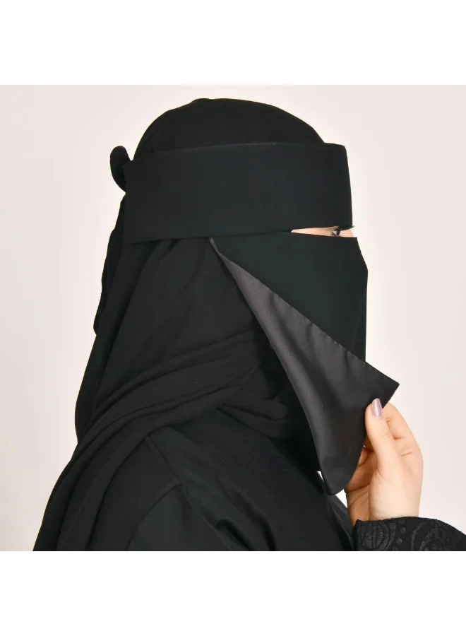 lamha abaya Short silk-lined sun veil with tie closure