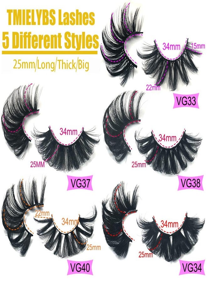 TMIELYBS 25MM Mink Lashes 25 mm False Eyelashes Long 20 Pairs Pack Dramatic 5D Full Volume Fake Eyelashes 5 Styles Wispy Curly Mink Eyelashes Wholesale, by TIMELABS - Image 2