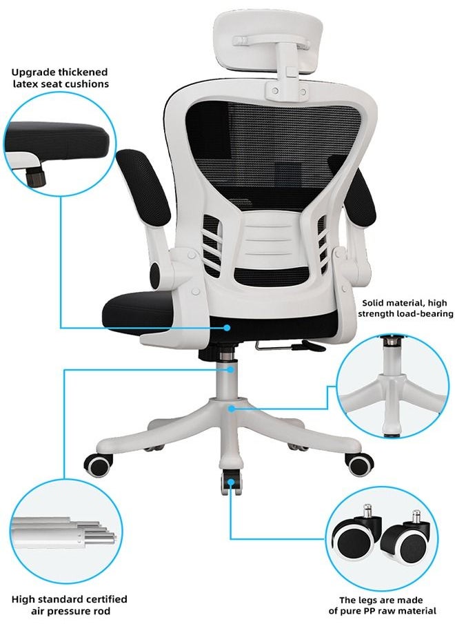 Arabest Ergonomic Office Chair - High Back Desk Chair with Adjustable Lumbar Support, Headrest & 3D Metal Armrest - 130°Rocking Mesh Computer Chair  - Image 3