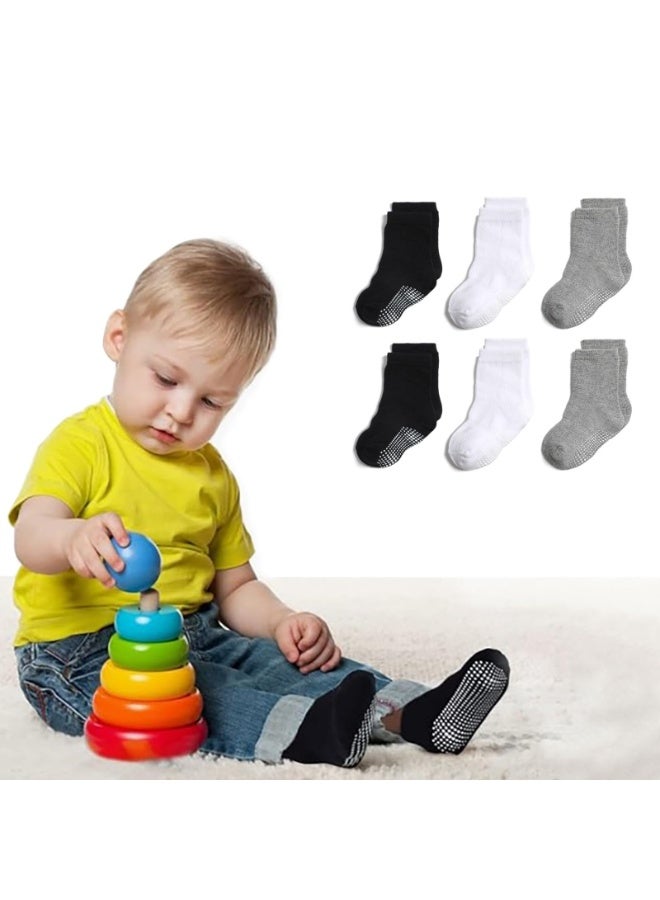 دايتويز ٦ أزواج من جوارب الأطفال القطنية للأطفال الصغار، بقاعدة مانعة للانزلاق، وقصّة قصيرة، للأولاد والبنات، من عمر ٠ إلى ١ سنة - مقاس صغير - Image 2