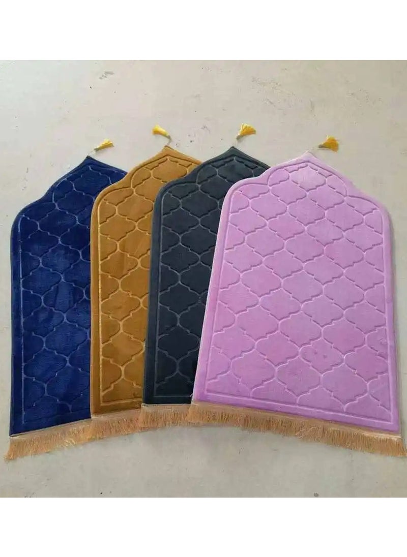 HOME 4 YOU - Muslim Praying Mat - Best Islamic Gift- Ramadan Prayer Rug -Thick Large Padded Velvety Janamaz for Kids Men Women- Soft Luxury Great for Knees and Forehead -Sajadah Salah Mat (Mixed Color) - Image 1