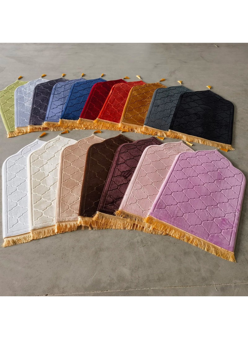 HOME 4 YOU - Muslim Praying Mat - Best Islamic Gift- Ramadan Prayer Rug -Thick Large Padded Velvety Janamaz for Kids Men Women- Soft Luxury Great for Knees and Forehead -Sajadah Salah Mat (Mixed Color) - Image 1